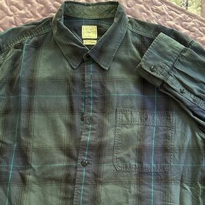 GAP Men's Casual Plaid Shirt - Black and Green